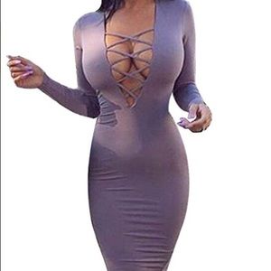 Low cut long sleeve dress
